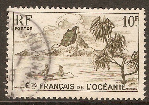 French Oceanic Settlements 1948 10f Olive. SG202.